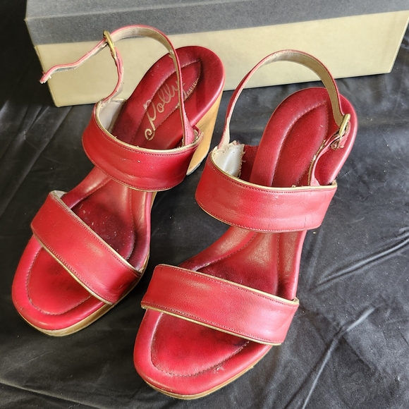 Polly Of California Vintage Red Women's Platform Sandals - Picture 1 of 6